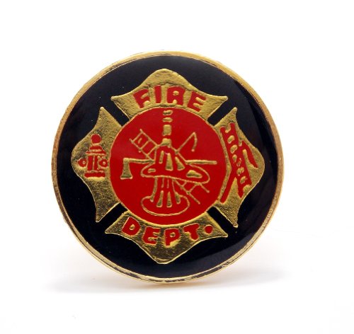 Fire Fighter Maltese Cross Round Lapel Hat Pin PPM239