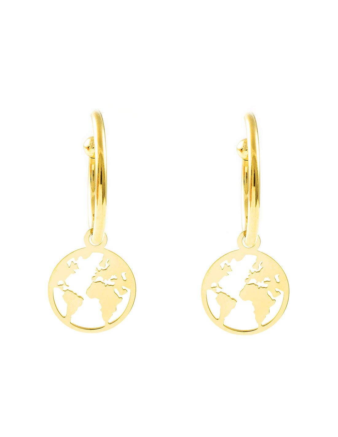 Mondepetit - 925 Sterling Silver gold-plated World Hoops shine earrings 30x12 mm