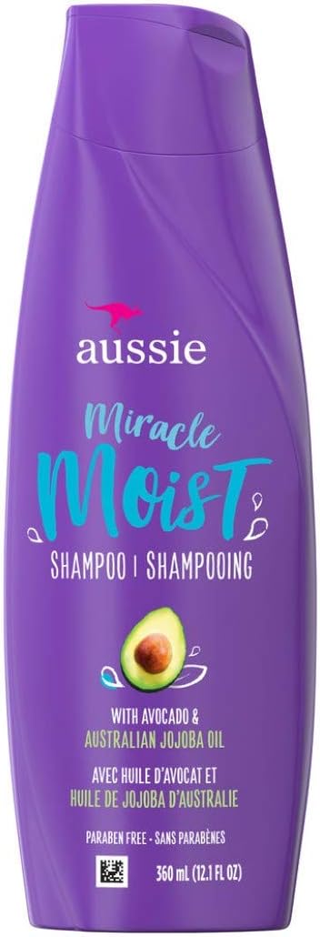 Aussie Miracle Moist Shampoo 12.1 Ounce With Avocado & Jojoba Oil (360ml) (2 Pack)