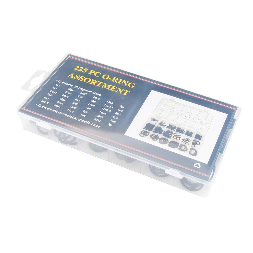 E-TING 225 Pcs/18 Sizes Rubber O-Ring Sealing Gasket Washer Seal Assortment Set for Plumbing,Automotive,General Repair,Air or Gas Connections