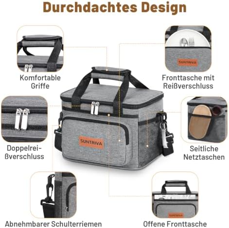 Kühltasche Klein 12L Cooler Bag 14h Kühlung Isoliertasche Faltbar Lunchbag