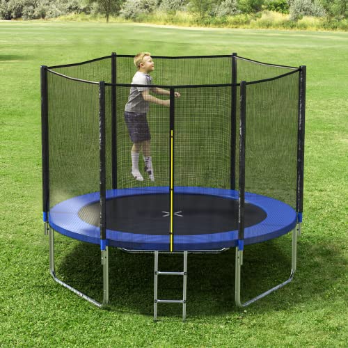 SKOK Trampoline 8FT Trampolines with Enclosure Net, 400LBS Outdoor