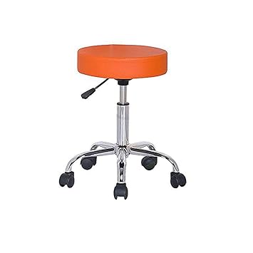 Height-Adjustable Swivel, revolving stool with wheels/ Clinic Stool / Hospital stool/ Bar stool/ Salon Chair/ Doctor stool/ Medical stool/ Spa Chair/ Restaurant chair / rotating stool (Orange) | 12 months warranty by DuraComf