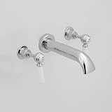 Milano Elizabeth Wall Mounted Bath Filler Tap Lever Handle Chrome White 3 Tap view 1