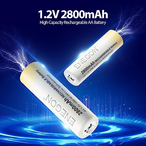 ENEGON AA Rechargeable Batteries 8 Pack, 2800mAh 1.2V Ni-MH High Capacity AA Batteries with Storage Case, Long Lasting & Eco-Friendly for Household Devices