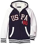 U.S. Polo Assn. Boys' Little Boys' Sherpa Lined Fleece Hoodie, Yx Navy, 5/6