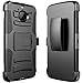 HTC Bolt Case, JATEN [Belt Clip] Rugged Hybrid Dual Layer Kickstand Holster Combo + Tempered Glass Screen Protector (Black/Black)