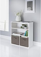 spot on dealz Wooden Storage Shelving Unit Bookcase White 2 Shelves 2 Cubes