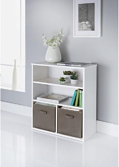 spot on dealz Wooden Storage Shelving Unit Bookcase White 2 Shelves 2 Cubes