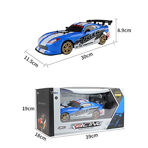 Kanzd RC Drift Car Cool LED Light USB 2.4G High Speed Remote Control Racing (Blue)
