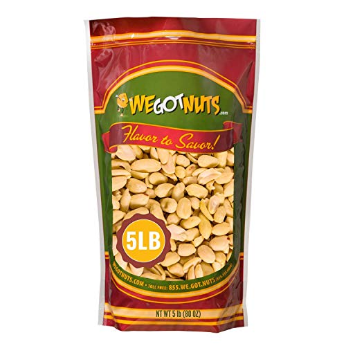 Roasted Unsalted Peanuts 5 Pounds (80oz) By We Got Nuts
