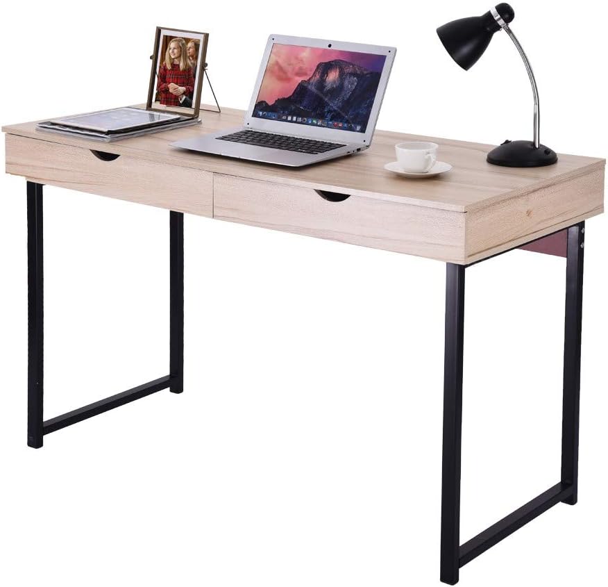 Beyonds Computer Desk Study Work Table, 47 inch Multipurpose Writing Laptop Desk Workstation with 2 Drawers for Home Office