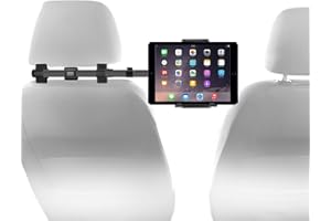 Macally Tablet Holder for Car Headrest - Adjustable iPad Headrest Mount for Car - Super Secure Car iPad Holder Backseat Kids - Fits All 4.7-12.9" Back Seat Devices (iPad Pro/Air/Mini, Nintendo Switch)