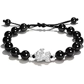 Aisamco Black Obsidian Bracelet,Feng Shui Wealth Bracelet,with Pixiu Character,Beaded Bracelet,Attract Wealth and Good Luck,Gift for Women