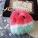 Iuhan Watermelon Rabbit Fur Ball Keychain Bag Plush Car Key Ring Car Key Pendant (Hot Pink)