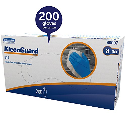 Kleenguard G10 Arctic Blue Nitrile Gloves (90097), Ambidextrous, Powder Free, Medium, 200 Gloves / Dispenser - Thumbnail 2