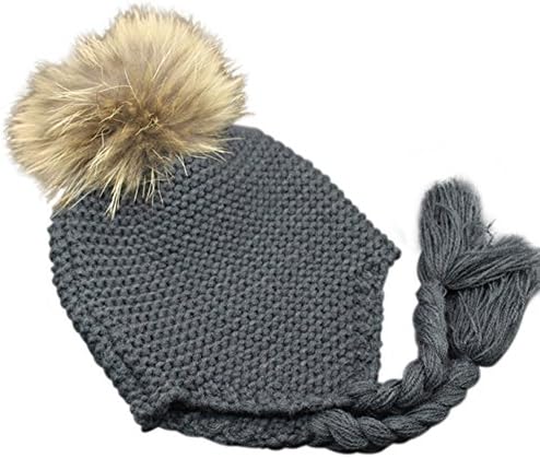 Childrens Unisex Outdoor Warm Stylish Winter Beanie Hat with Detacahable Pom Pom - Made with Real Fur
