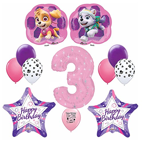 Skye Pink Paw Patrol Happy 3rd Birthday Balloon Decoration Kit