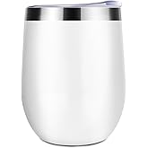 XEEVYAP Customize Photo Text Logo Wine Tumblers 12oz Personalized Stainless Steel Travel Mug with Lid Custom Birthday Christmas Gifts for Men Women Husband Wife Friends, WhiteA