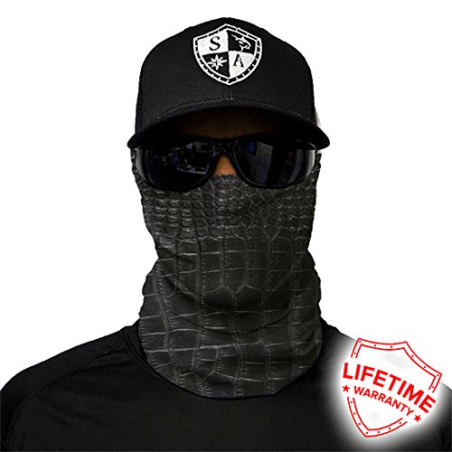 SA Company Face Shield Micro Fiber Protect from Wind, Dirt Bugs. Worn as a Balaclava, Neck Gaiter & Head Band for Hunting, Fishing, Boating, Cycling, Paintball and Salt Lovers. - Alligator Skin