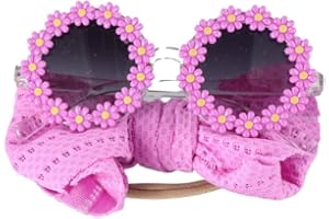 POKINGE 2Pcs/Set Pet Dog Bow Headband Sunflower Sunglasses Cute Summer Beach Pet Accessories Dog Cat Party Costume Photo Props(Purple)