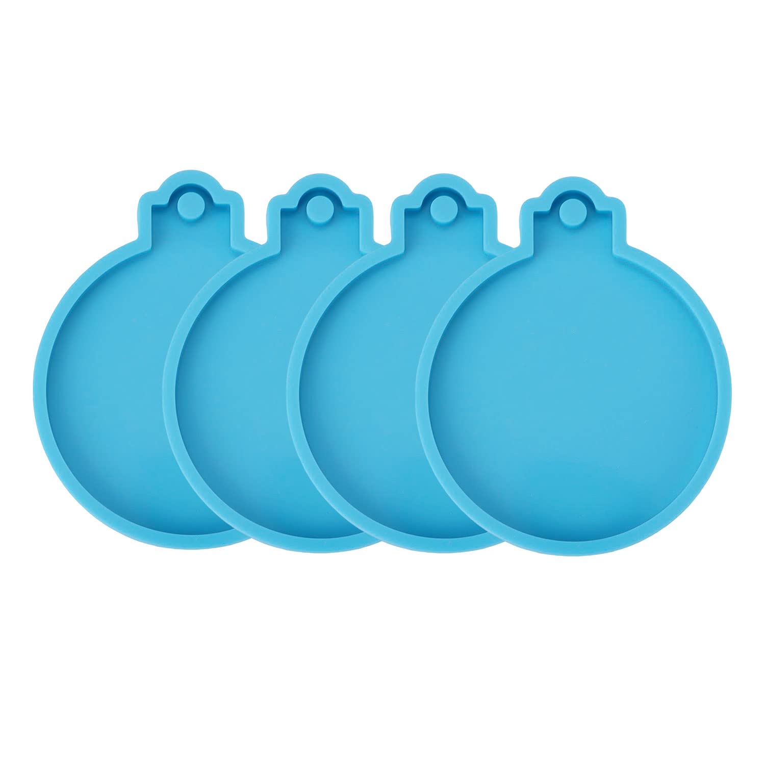 LUTER Christmas Resin Molds Silicone, 4pcs Resin Ornament Molds Christmas Pendant Molds with Hanging Hole, Resin Casting Supplies for DIY Jewelry Pendant Charms