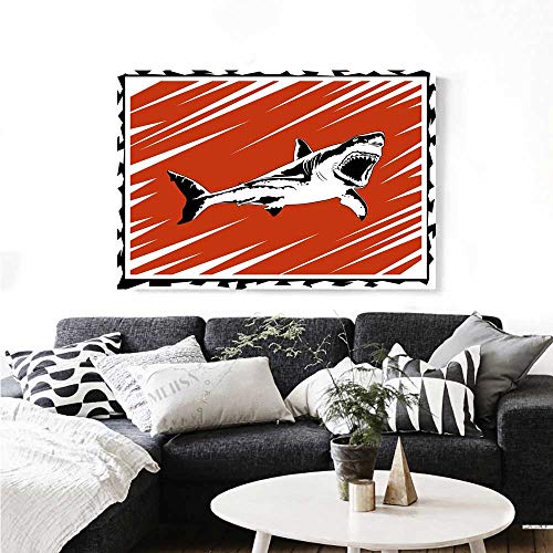 Shark Wall Art Canvas Prints Killer Sea Creature Swimming in