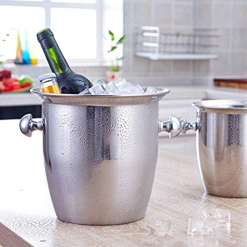 WZHZJ Edelstahl-EIS-Eimer mit Deckel Champagne Eimer Rotwein Wein Bier Isolierung Catering Bar Room Wineware verdickte… – Bild 3