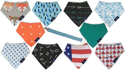 Newborn Plus 10-Pack Bandana Bibs Baby Drool Bibs, Great for Teething, Organic Cotton