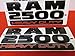 Yoaoo 3x OEM Black Ram 2500 Heavy Duty Plus 4x4 Emblem Badge 3D Emblem Decals Nameplates Flat Letter Matte