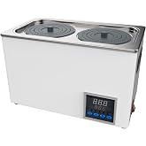 Digital Lab Water Bath WB100-2, 6L, Electric Heating Device | Thermostatic water heater , stainless steel liner, 2 openings, for lab heating &amp; incubation