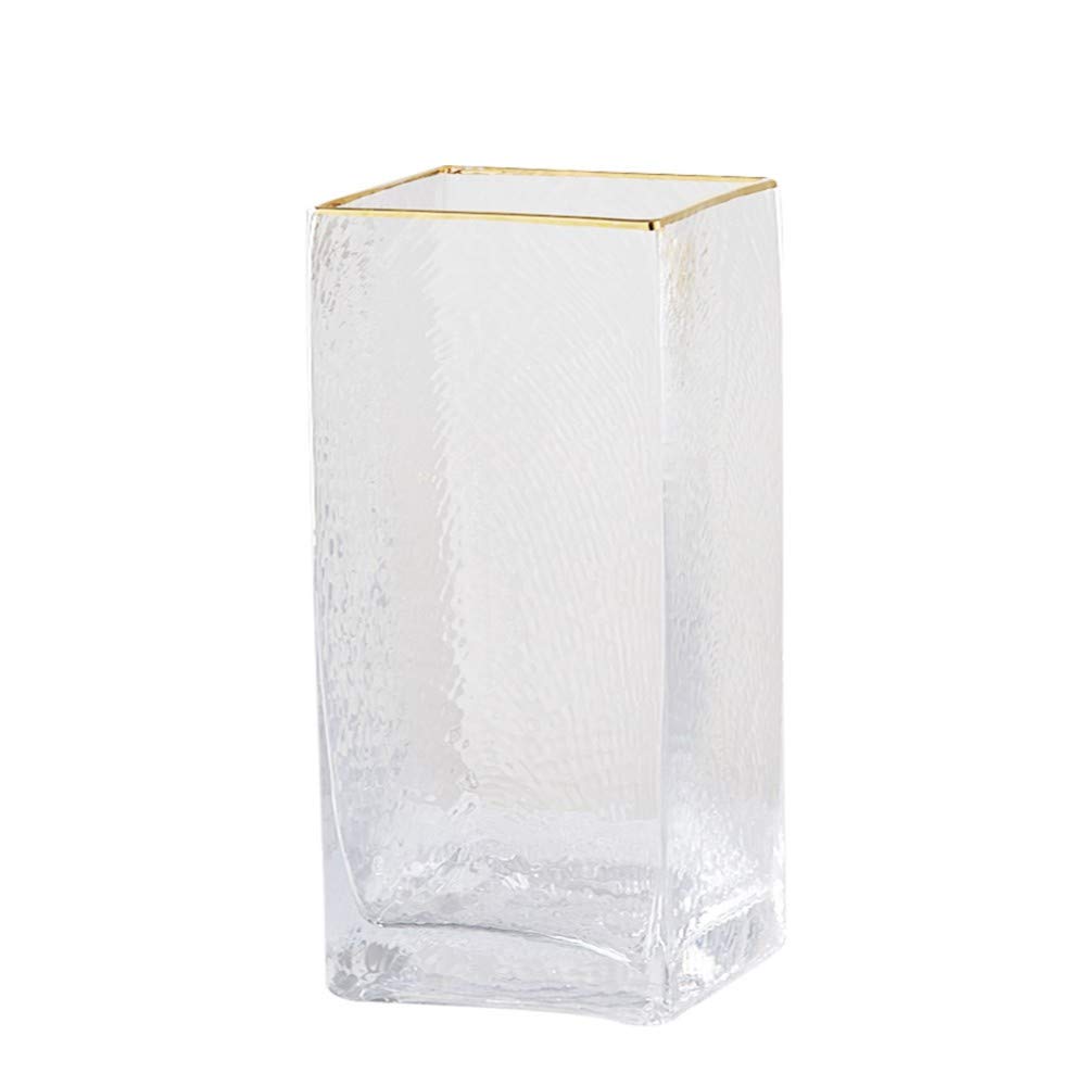 Fairye Transparent Square Glass Vase Flower Dried Flower