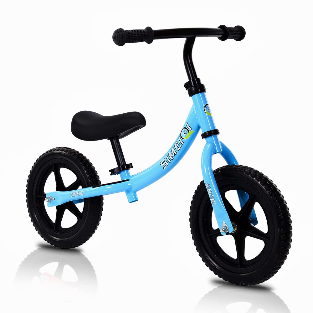 SIMEIQI 12 Inch Balance Bike for 2 3 4 5 Years Old Boys Girls Walking Training Bicycle No Pedal Adjustable Seat and Handlebar (Blue) — image 1