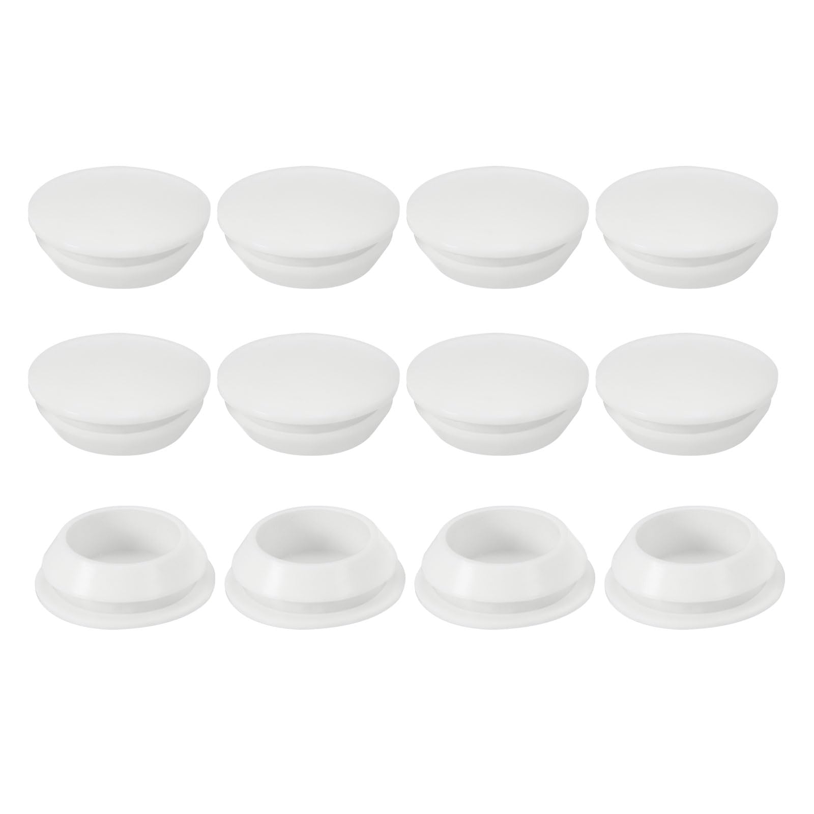 PATIKIL Silicone Round Hole Plugs 22mm/0.87inch, 12 Pack Protective Cover Cap Head for Locking Furniture Hole Plugs, White