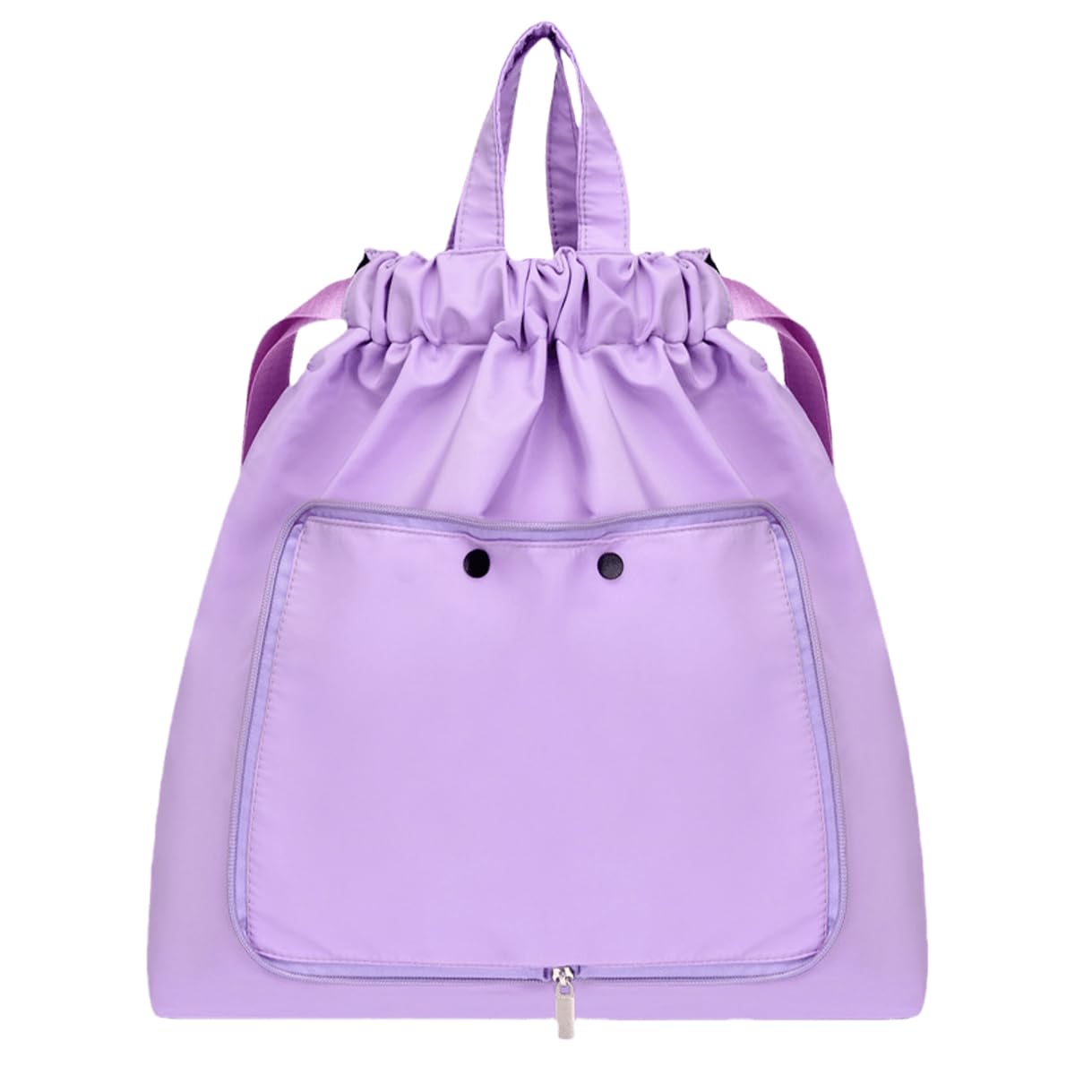 FAVORTALK Swimming Bag Large Capacity Drawstring Bag Foldable Waterproof Drawstring Bag with Outside Zipper Bags Beach Holidays Travel Dry-Wet Separation String Bags for Women Girls, Purple D37305
