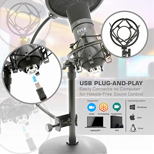 Pyle USB Microphone Podcast Recording Kit Audio Cardioid Condenser