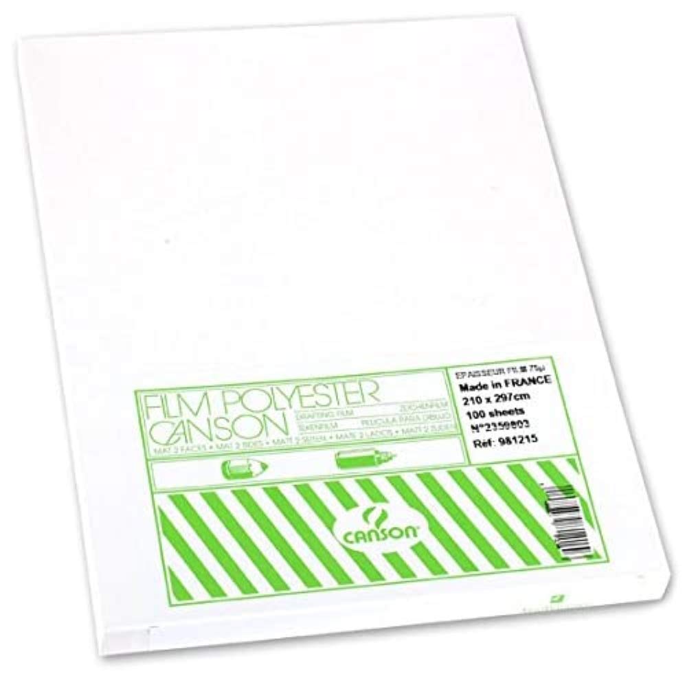 Canson A4 75 µ Translucent Mat Coated Polyester Film (Pack of 100 Sheets)