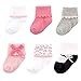 Luvable Friends Unisex Baby Newborn and Baby Socks Set, Pink Gray 6-Pack, 12-24 Months