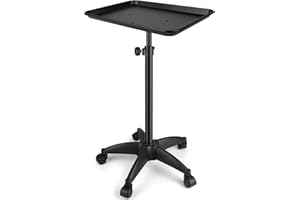 PULNDA Salon Tray Cart Tattoo Tray on Wheels Rolling Salon Tray, Adjustable Height Rolling Storage Utility Cart for Hairstylist Spa Clinic Use