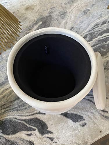 Modern ottoman in a living room setting with a price of $98.12 shown.