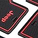 ROCCS 15PCS RED Anti-dust Interior Non-Slip Mat Door Mat Cup Pad with Logo for 2011 2012 2012 2014 2015 Jeep Compass 2017 Patriot (Red-Logo)
