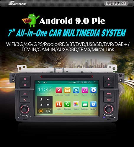 Autoradio Erisin Es4862b 7 ' Android 9.0 Nav DAB + OBDII BT Dtv für BMW 3er E46 M3 Rover75 MG