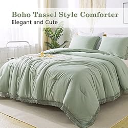 Andency Sage Green Tassel Comforter Set