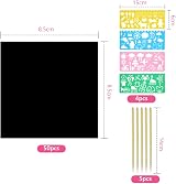 Vicloon Rainbow Scratch Art 50Pcs Notes with 4 Stencils 5 Stylus 8.5x8.5CM view 2