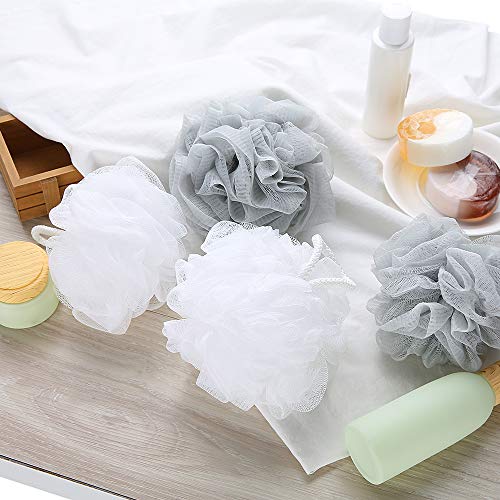2 Size Bath Sponges - Small 30g and Large 60g Loofah Body Skin Deep Clean 4 Packs Mesh Pouf with S Hook Shower Accessories - Back Scrubber Loufa for Bathing - Bulk Luffa Sponges for Men Women and Kids - Thumbnail 7
