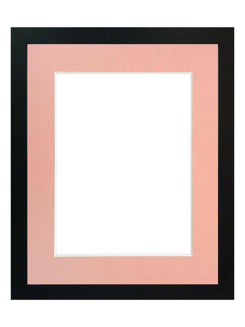 FRAMES BY POST 0.75 Inch Black Picture Photo Frame With Pink Mount 9 x 7 Image Size 7 x 5 Inch Plastic Glass