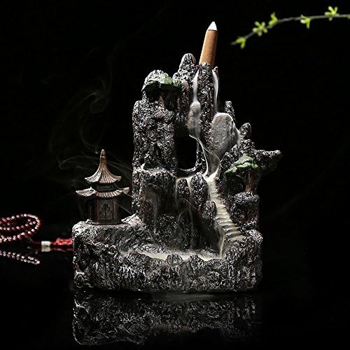 SYNPIE Incense Cone Burner- Pastoral Mountain Backflow Cone Incense Holder Incense Burner 10 Cones for Home Decor Home Fragrance Mediation Tea Ceremony