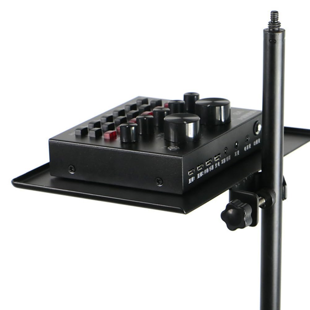 Milisten Microphone Stand Accessory Tray Clamp-on Shelf for Mic Stands Compatible with Most Microphone Holders Raised Edge with Sponge Pad for Live Streaming Recording and Karaoke