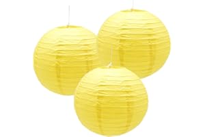 Hocansen 3pcs Paper Lanterns Decorative Round Chinese Paper Lanterns for Birthday Halloween Wedding Baby Bridal Shower Home Decor Party Decoration (12in/Yellow)