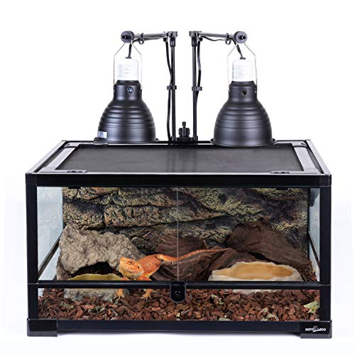 REPTI ZOO Reptile Dual Lamp Stand Lamp Hanger Holder Adjustable Metal